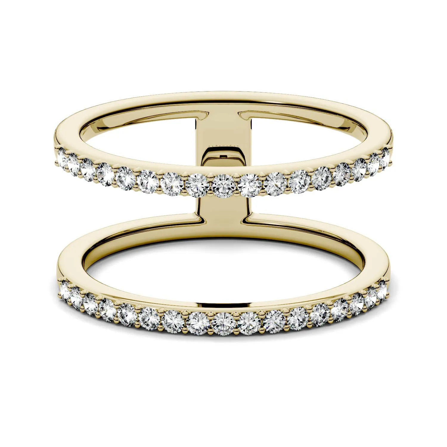 0.34 CTW DEW Moissanite Double Row Fashion Ring in 14K Yellow Gold