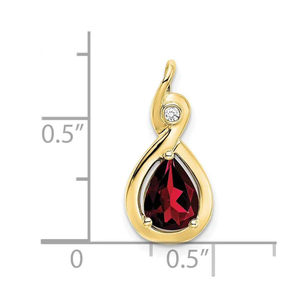 10k Pear Garnet and Diamond Pendant