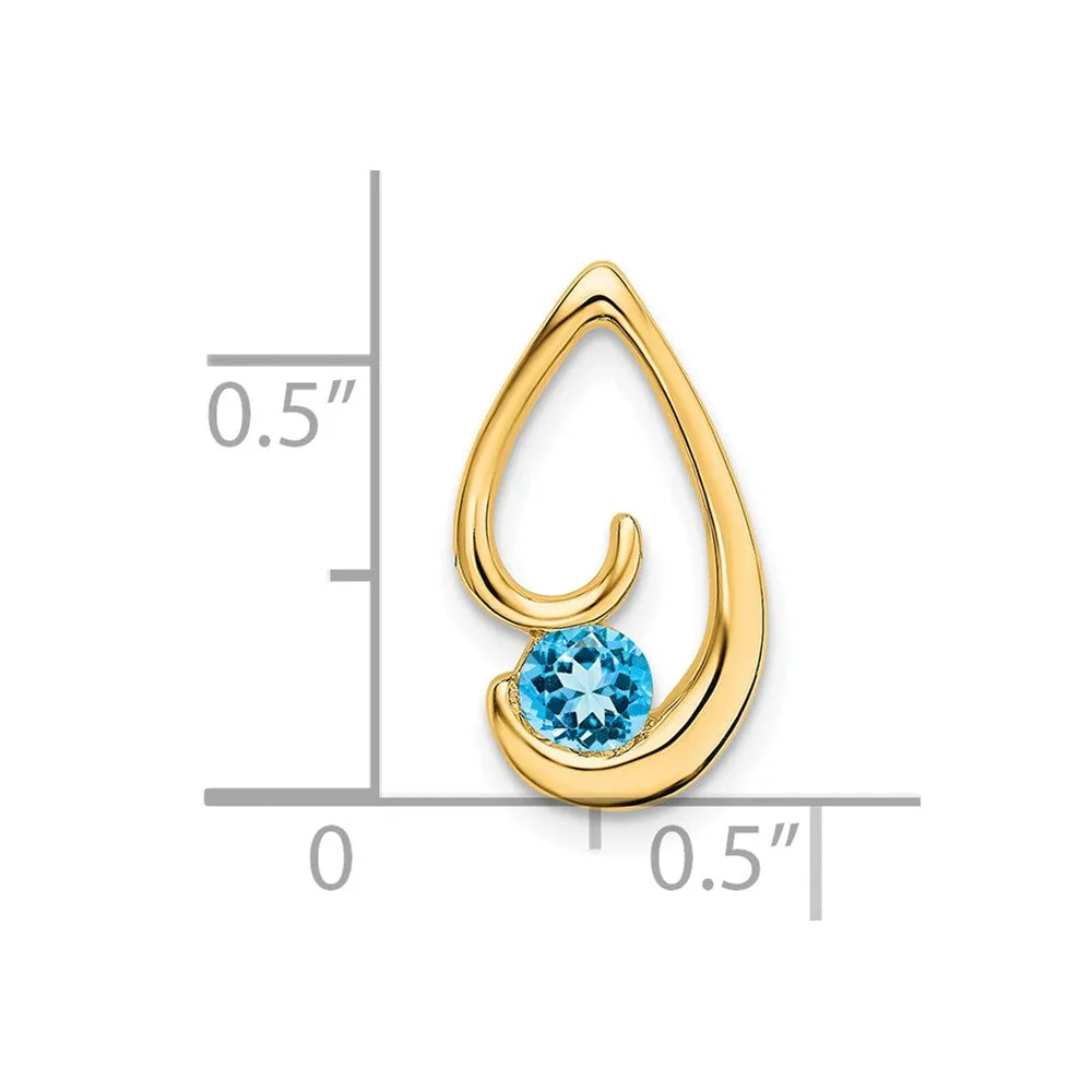 14k Blue Topaz Chain Slide
