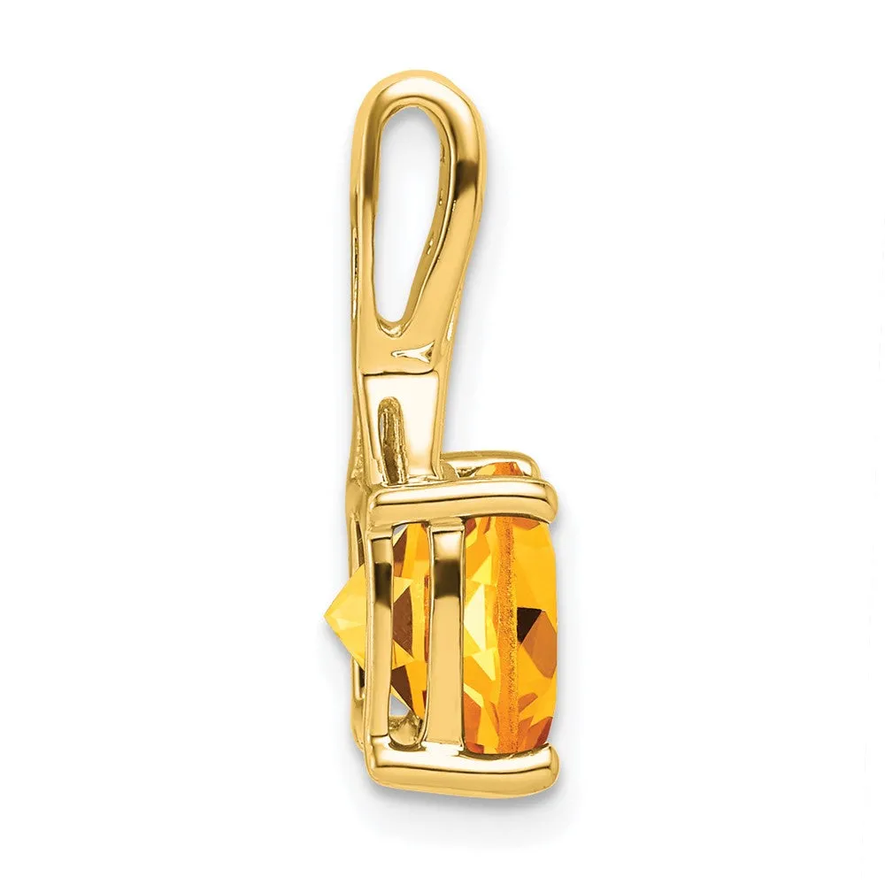 14k Cushion Citrine and Diamond Pendant
