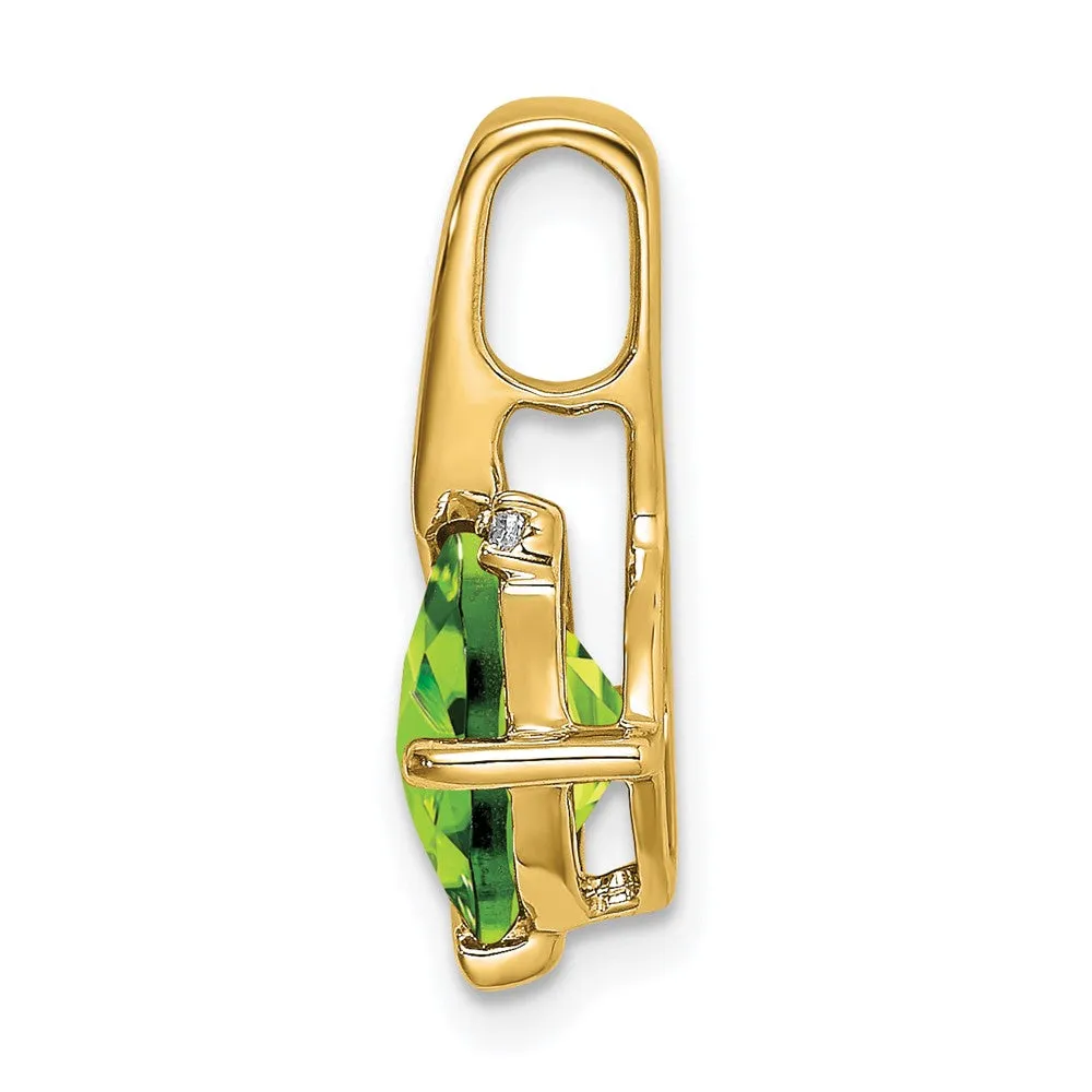 14k Cushion Peridot and Diamond Pendant