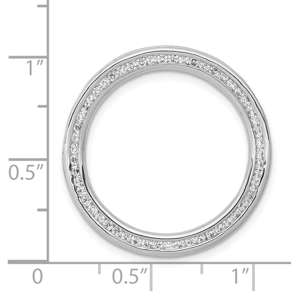 14k White Gold 1/2ct. Diamond Channel Set Large Circle Chain Slide