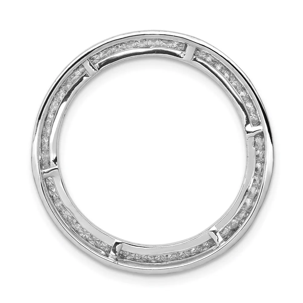14k White Gold 1/2ct. Diamond Channel Set Large Circle Chain Slide