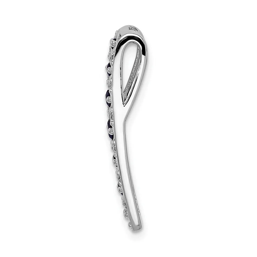 14k White Gold 1/5ct. Diamond and .31 Sapphire Fancy Chain Slide