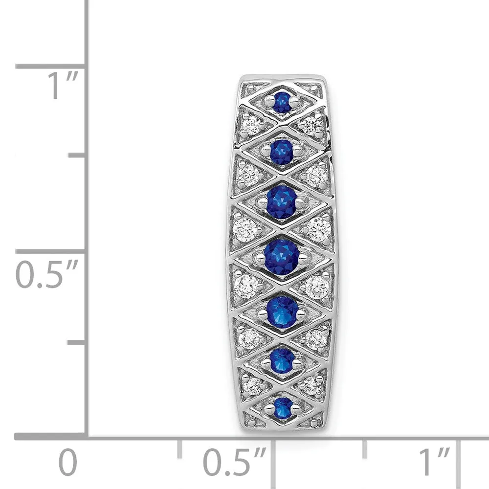 14k White Gold 1/5ct. Diamond and .31 Sapphire Fancy Chain Slide