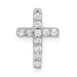 14k White Gold 1/5ct. Diamond Latin Cross Chain Slide