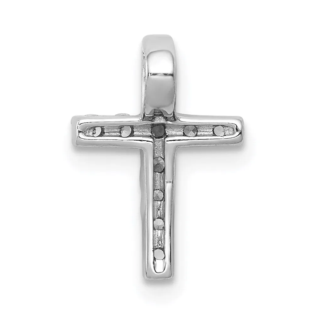 14k White Gold 1/5ct. Diamond Latin Cross Chain Slide