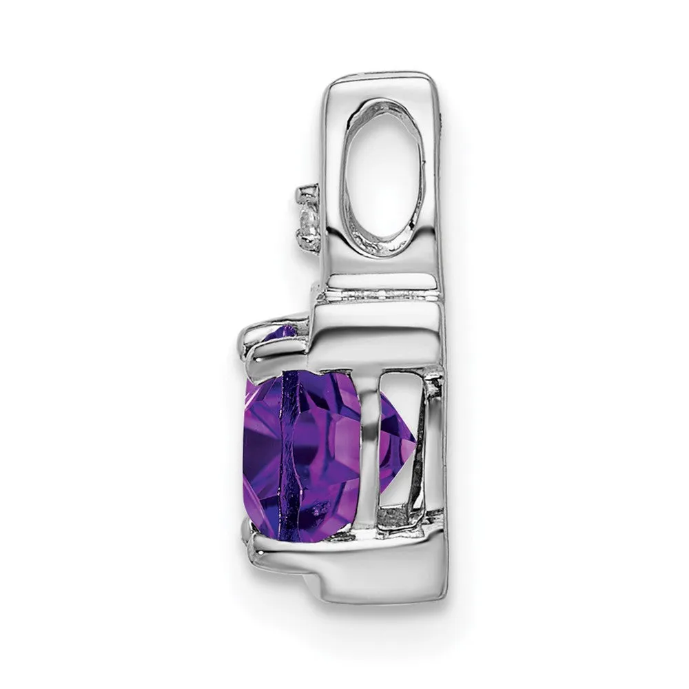 14k White Gold Amethyst and Diamond Pendant