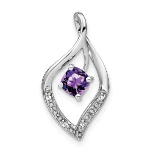 14k White Gold Amethyst and Diamond Pendant