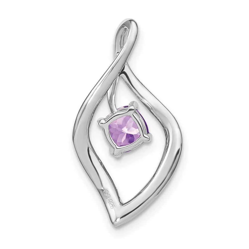 14k White Gold Amethyst and Diamond Pendant