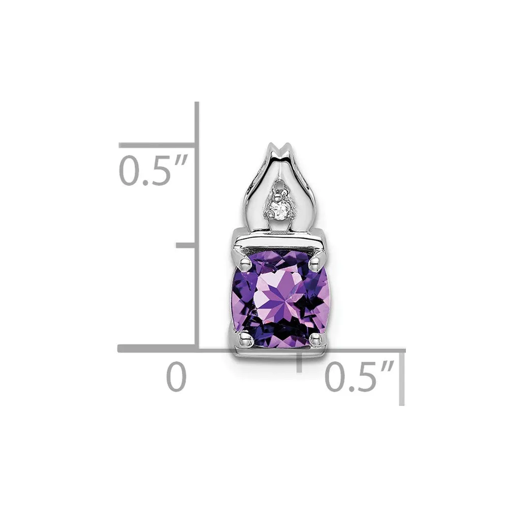 14k White Gold Amethyst and Diamond Pendant