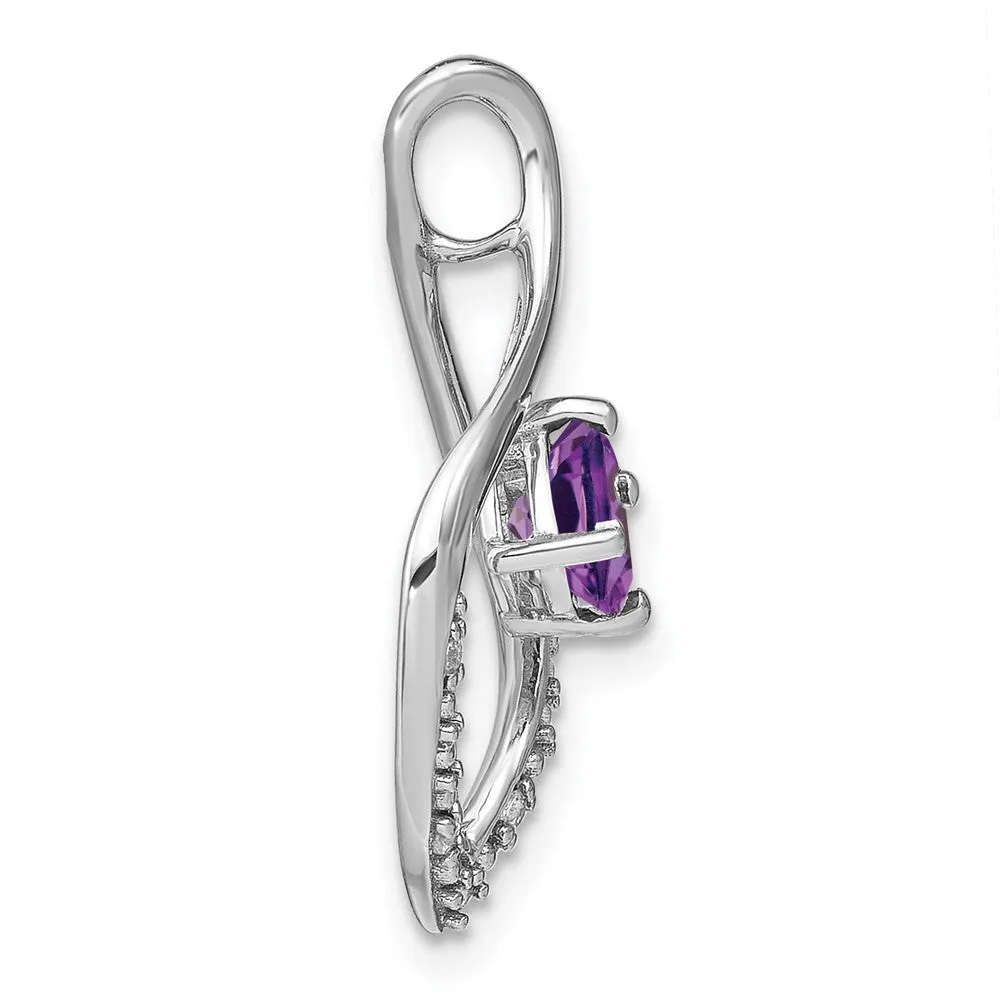 14k White Gold Amethyst and Diamond Pendant
