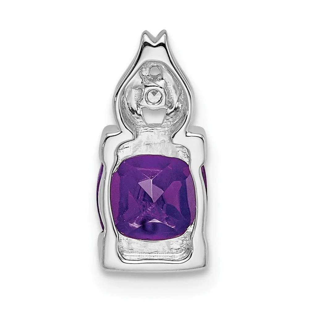 14k White Gold Amethyst and Diamond Pendant