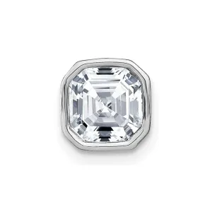 14k White Gold Asscher Bezel D E F Pure Light Moissanite Chain Slide