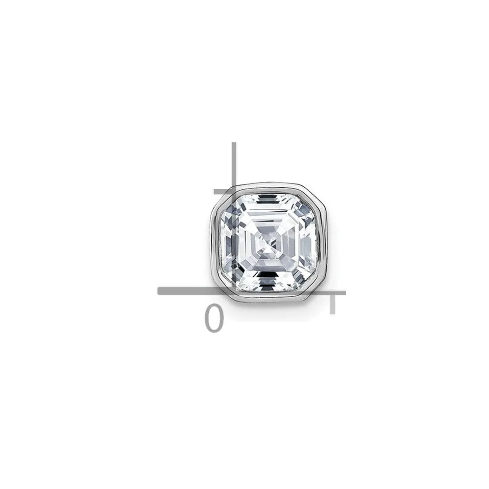 14k White Gold Asscher Bezel D E F Pure Light Moissanite Chain Slide