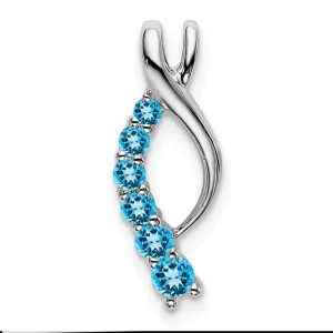 14k White Gold Blue Topaz Journey Chain Slide