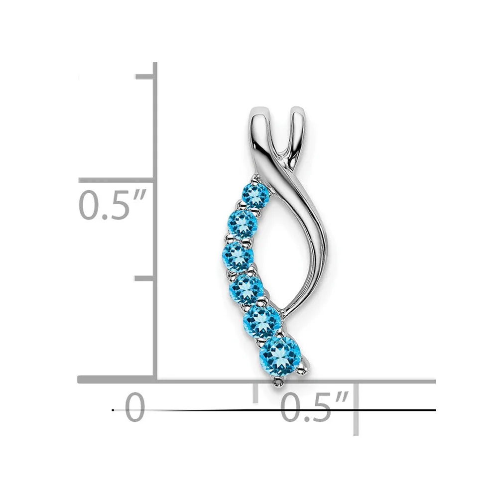 14k White Gold Blue Topaz Journey Chain Slide