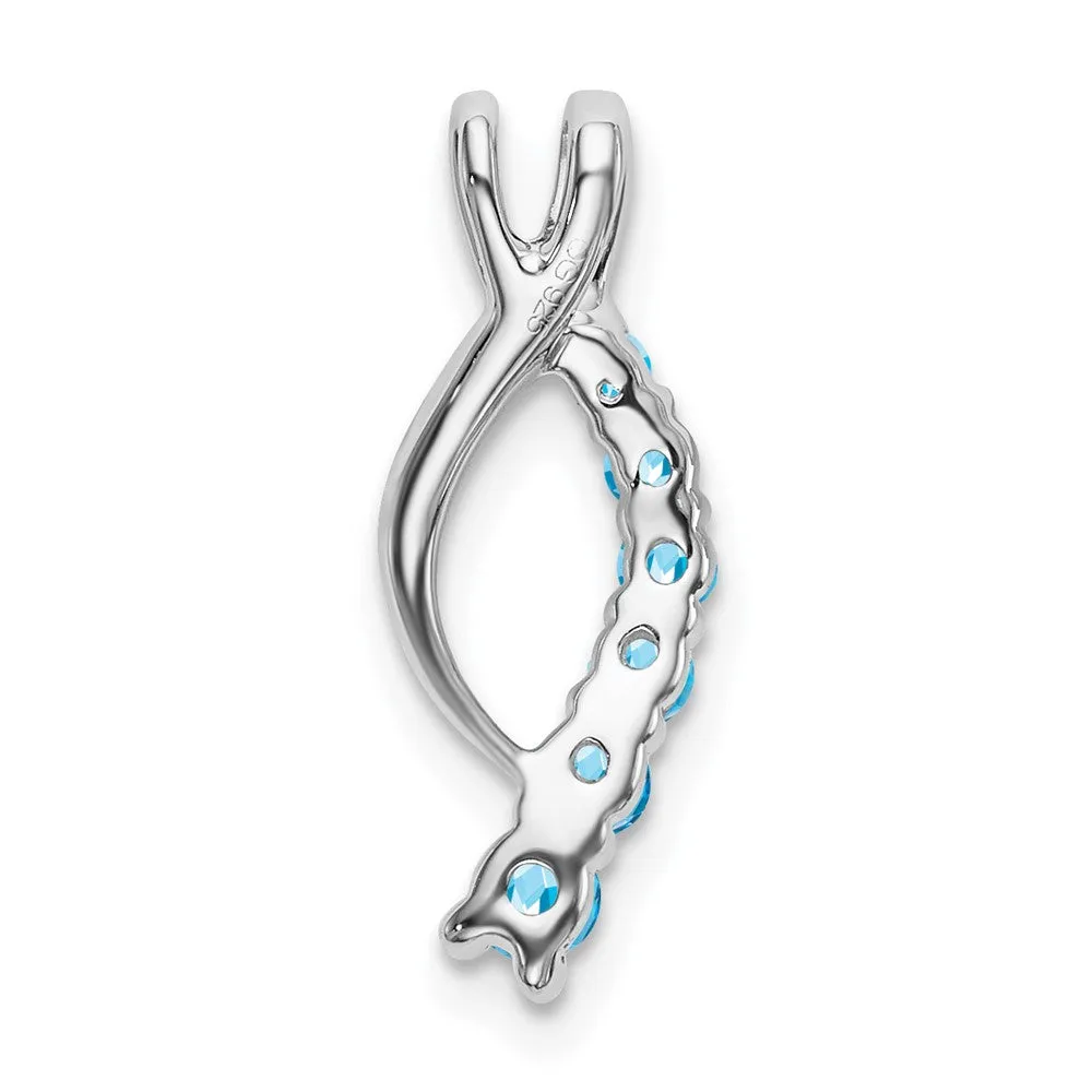 14k White Gold Blue Topaz Journey Chain Slide
