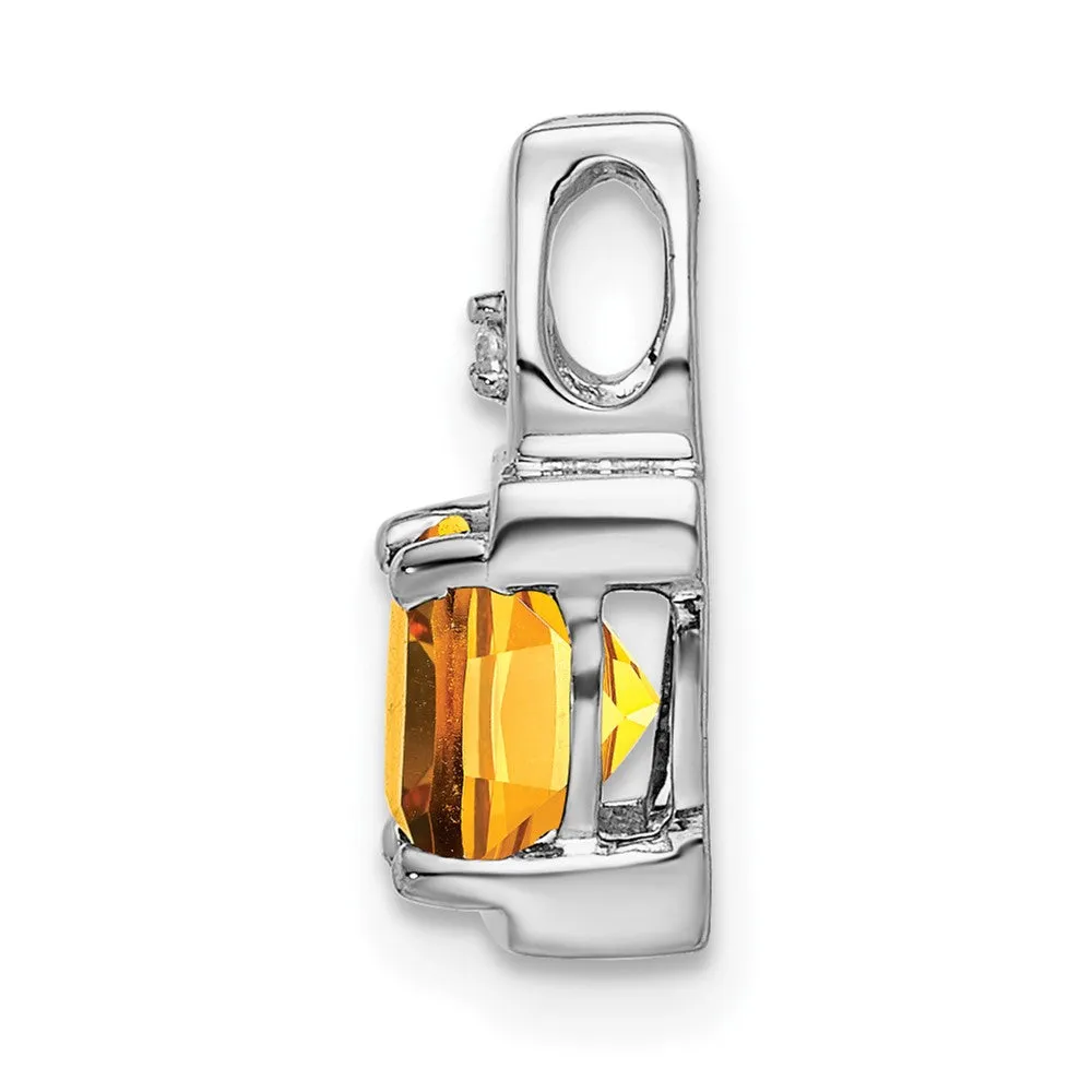 14k White Gold Citrine and Diamond Pendant