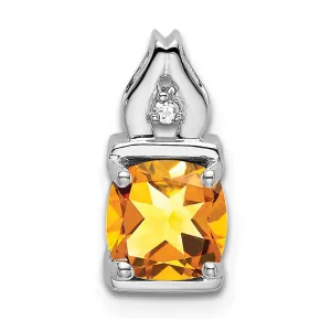 14k White Gold Citrine and Diamond Pendant