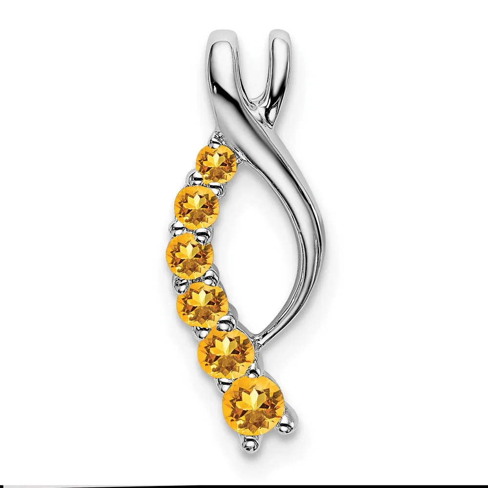 14k White Gold Citrine Journey Chain Slide
