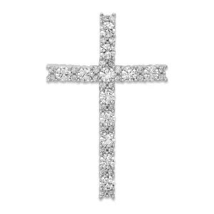 14k White Gold Diamond Latin Cross Pendant