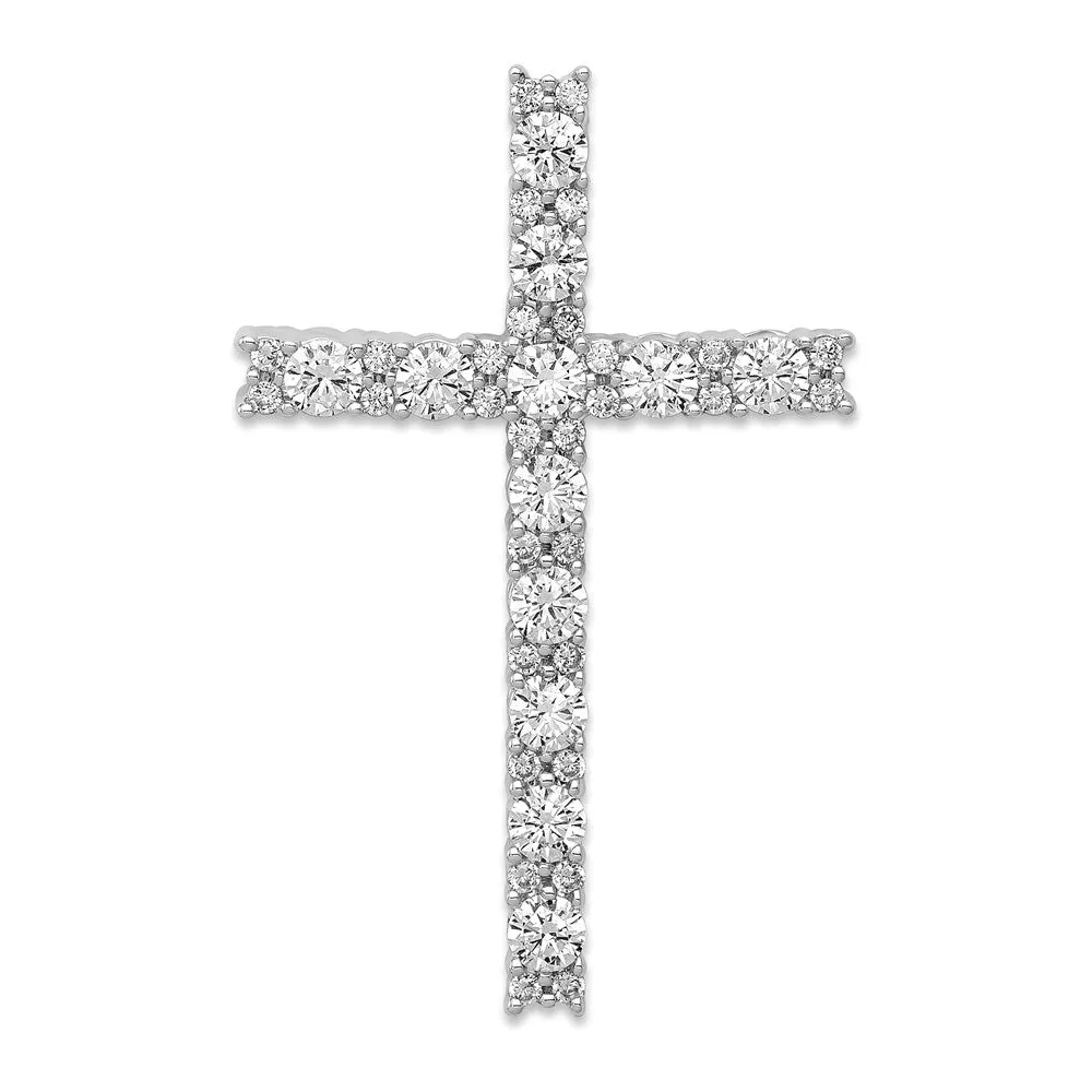 14k White Gold Diamond Latin Cross Pendant