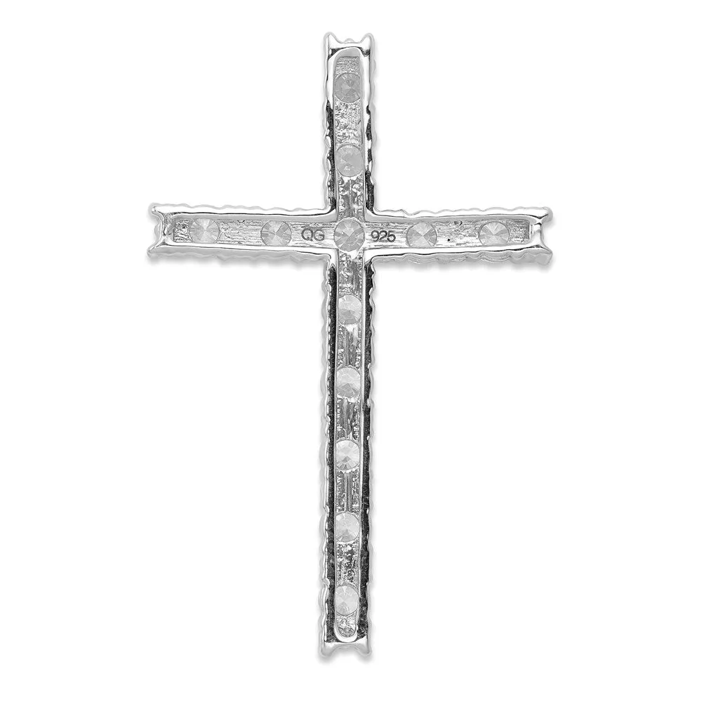 14k White Gold Diamond Latin Cross Pendant
