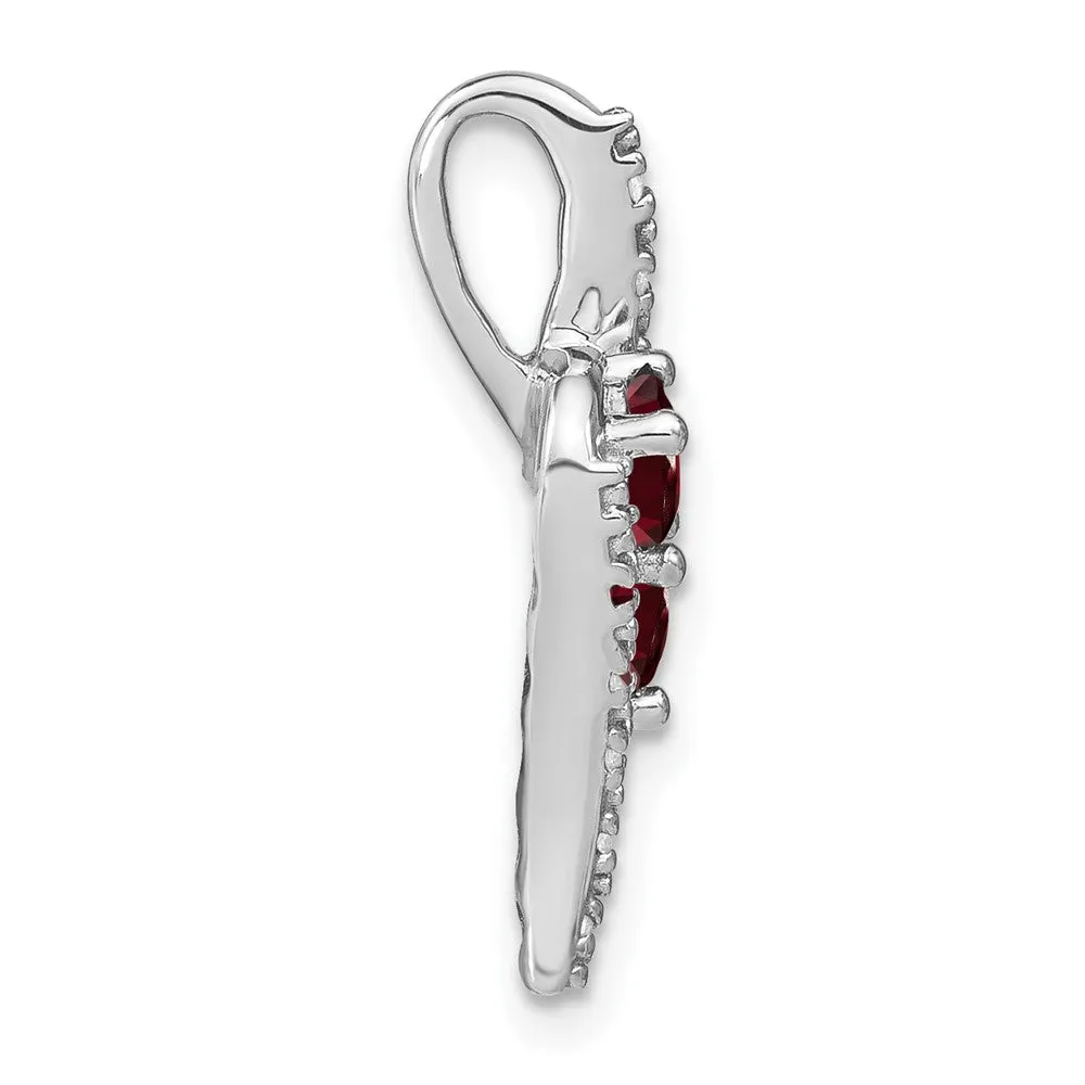 14k White Gold Garnet and Diamond Chain Slide