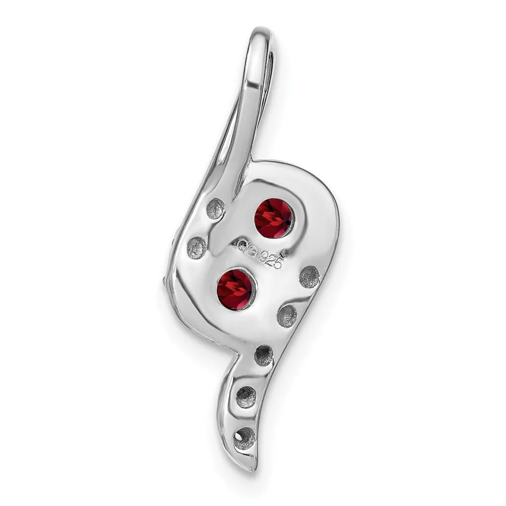 14k White Gold Garnet and Diamond Chain Slide