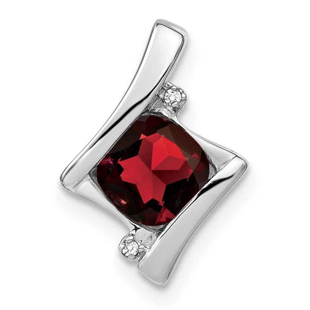 14k White Gold Garnet and Diamond Pendant