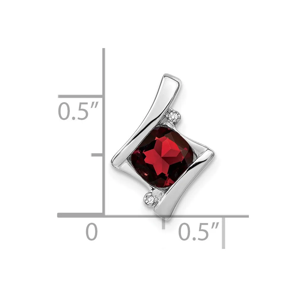 14k White Gold Garnet and Diamond Pendant