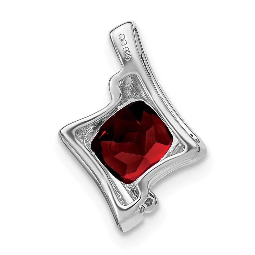 14k White Gold Garnet and Diamond Pendant