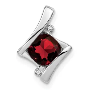 14k White Gold Garnet and Diamond Pendant