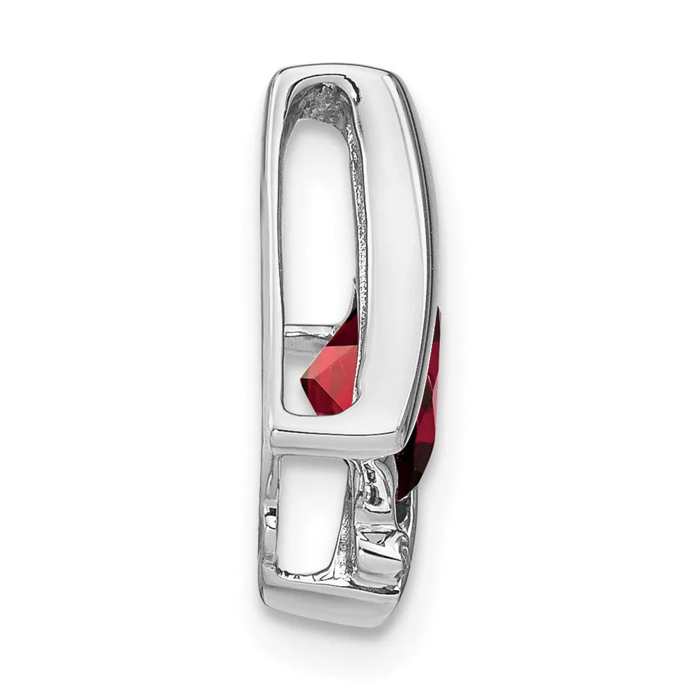 14k White Gold Garnet and Diamond Pendant
