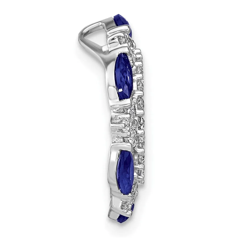 14K White Gold  Lab Grown Diamonds & Cr. Pink and Cr. Blue Sapphire Pendant
