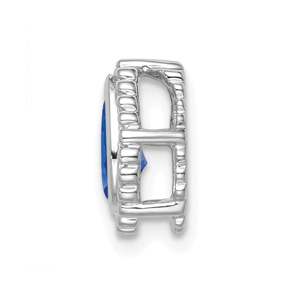14k White Gold Pear Sapphire Chain Slide