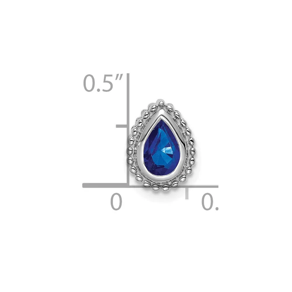14k White Gold Pear Sapphire Chain Slide