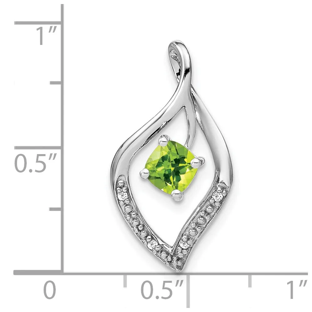 14k White Gold Peridot and Diamond Pendant