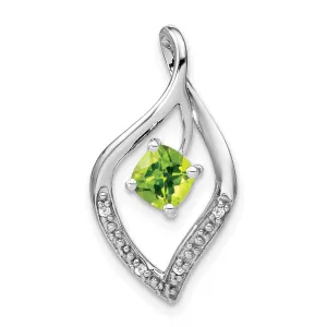 14k White Gold Peridot and Diamond Pendant