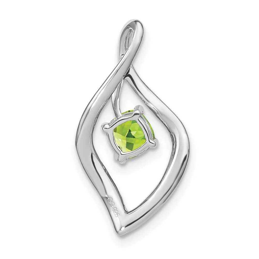 14k White Gold Peridot and Diamond Pendant