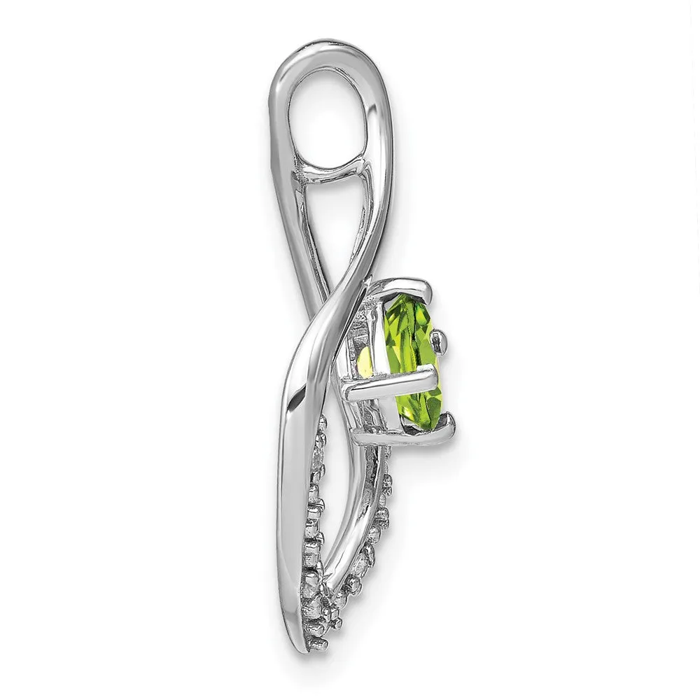 14k White Gold Peridot and Diamond Pendant