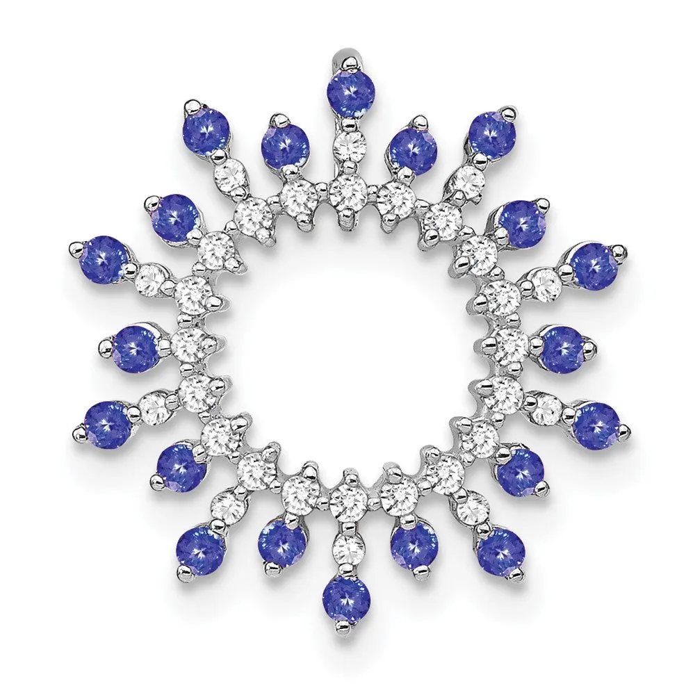 14k White Gold Tanzanite and Diamond Snowflake Chain Slide