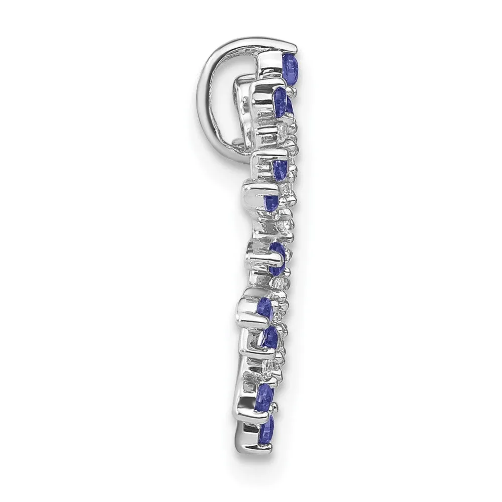 14k White Gold Tanzanite and Diamond Snowflake Chain Slide