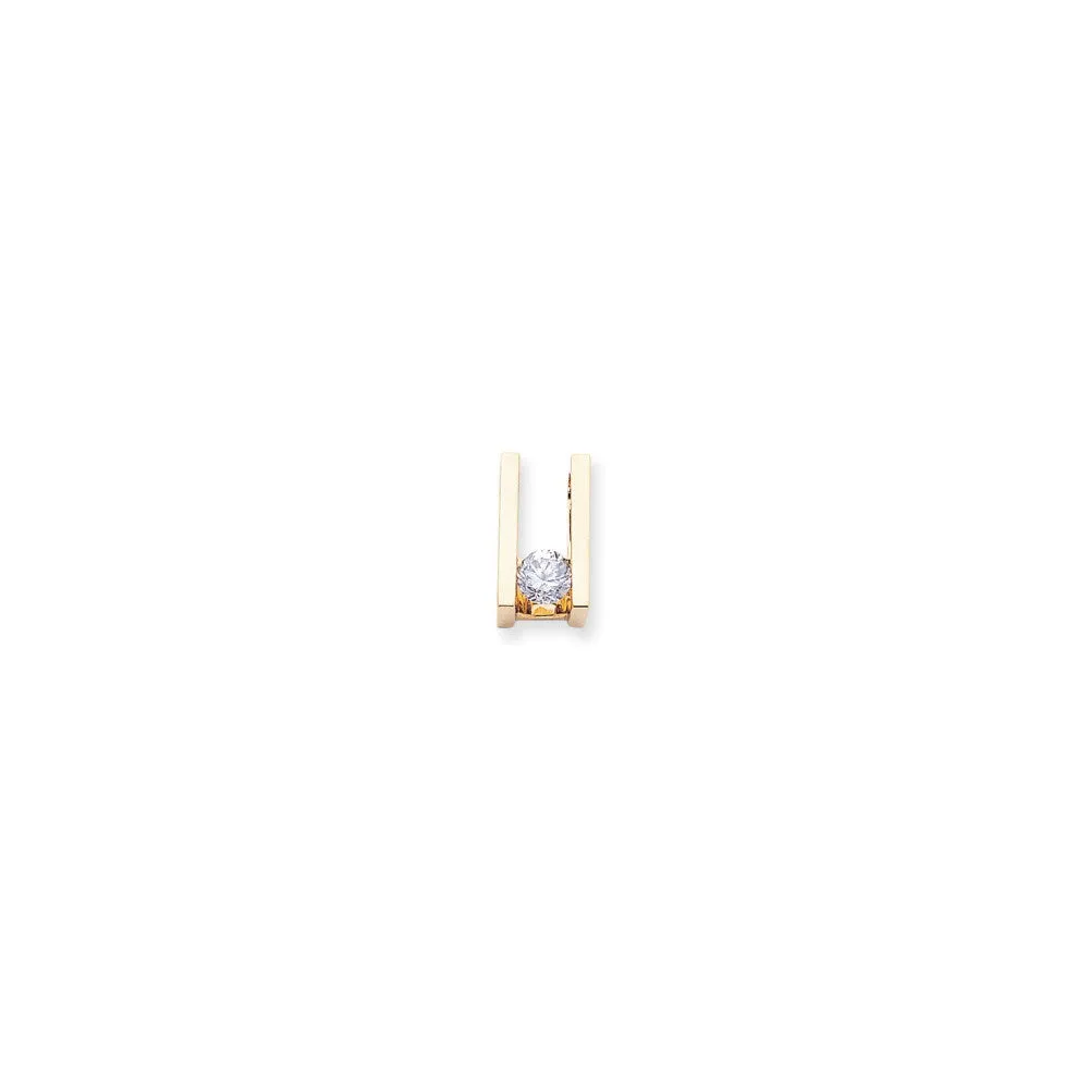 14k Yellow Gold Polished Completed Fits up to 6mm & 8mm Fancy Moissanite Slide
