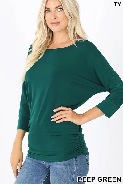 3/4 Sleeve Dolman in Deep Green