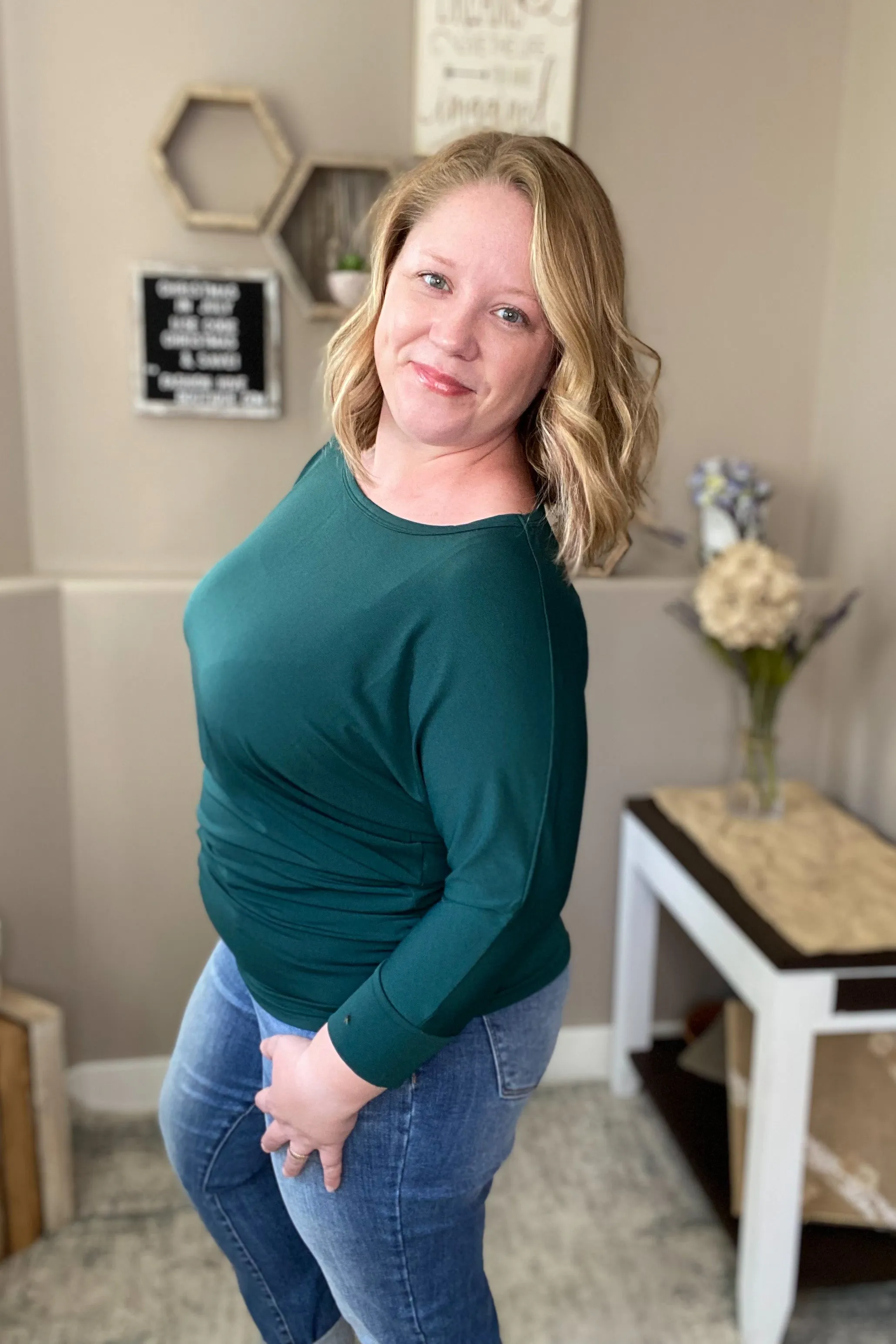 3/4 Sleeve Dolman in Deep Green