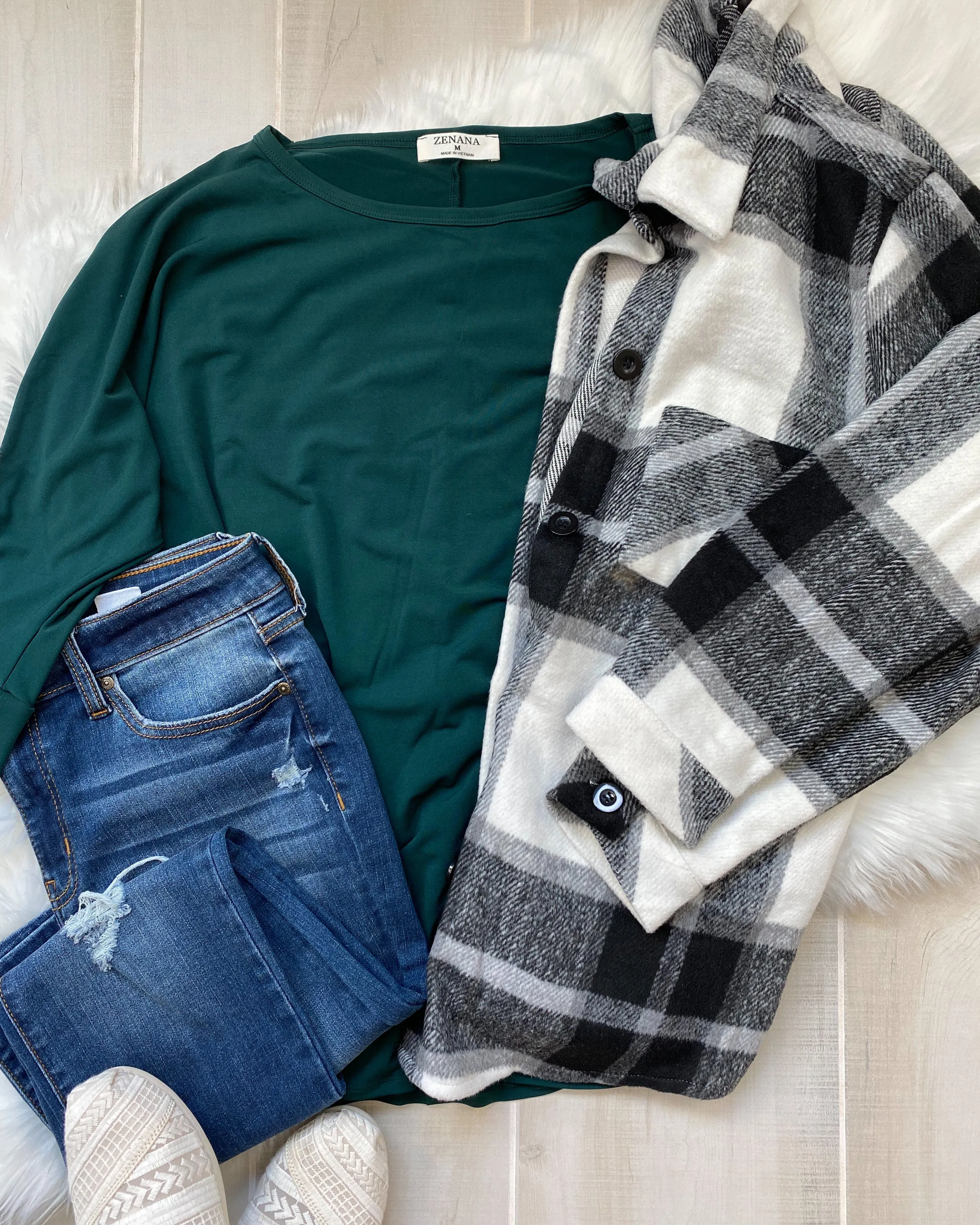3/4 Sleeve Dolman in Deep Green