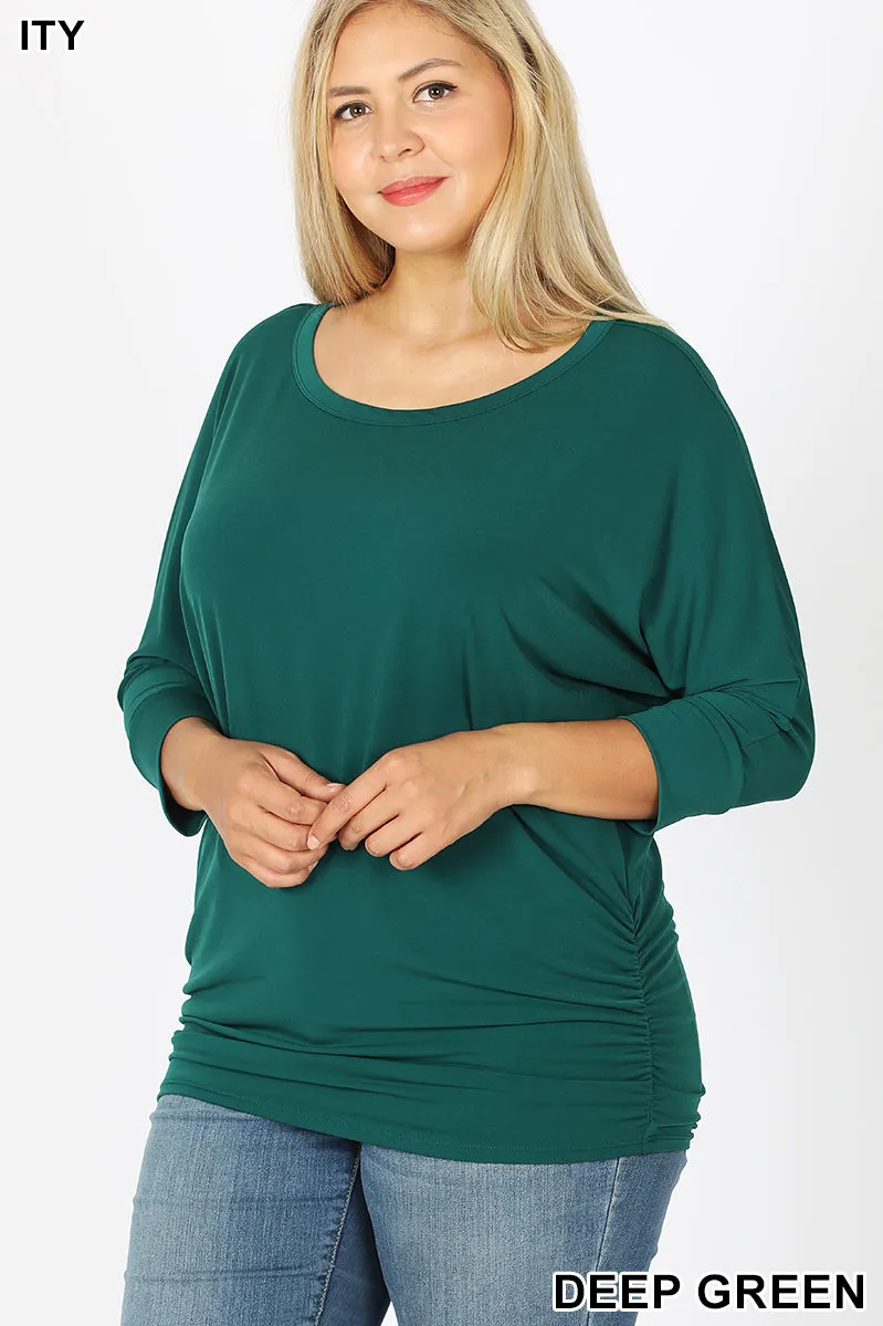 3/4 Sleeve Dolman in Deep Green