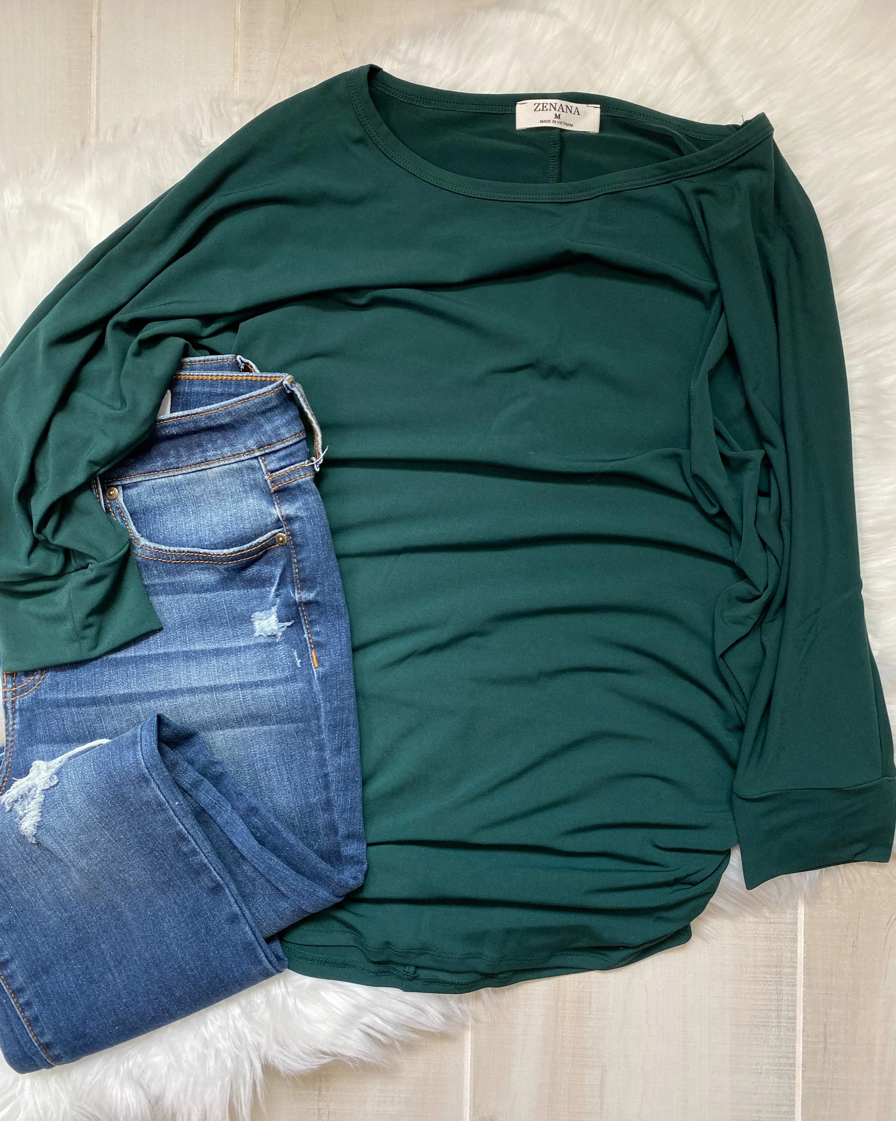 3/4 Sleeve Dolman in Deep Green